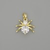Pendant Spider, golden-toned metal with white rhinestones, diameter 19mm+