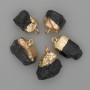 Pendant Turmaline Schorl raw gemstone golden metal 24-32×14-22mm+- assortment size