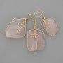 Pendant Rose Quartz Uncut Stone in Gold-Plated Setting 55x26mm± Assorted Sizes