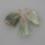 Fluorite Pendant Unpolished Stone in Golden Wire Wrap 44x20mm± Assorted Sizes