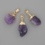 Amethyst Pendant, Untreated Stone, Golden Metal 29x16mm+