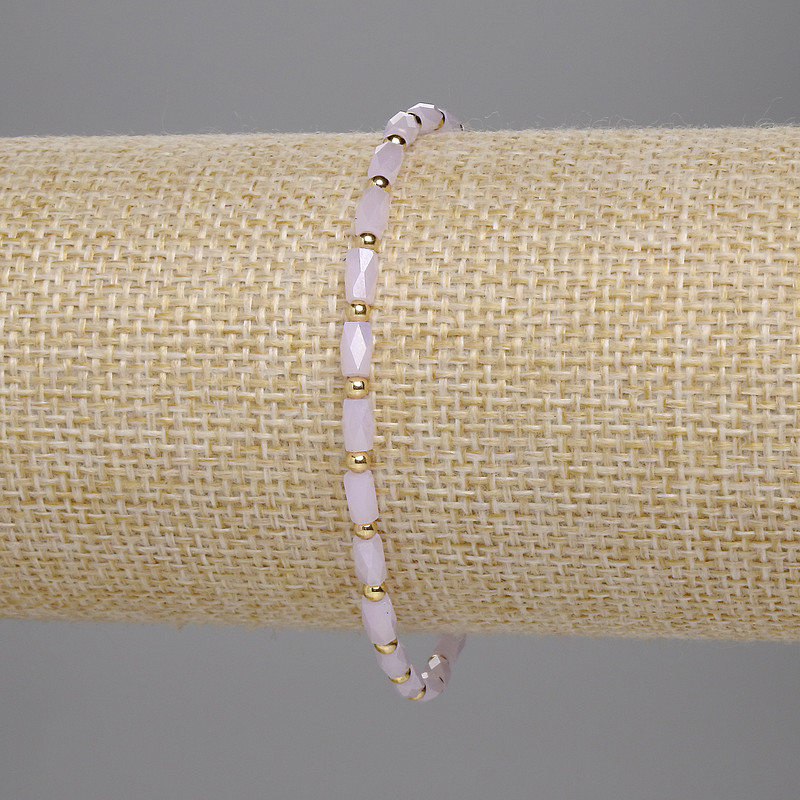 Bracelet Pink Czech crystal faceted cylinder 5x3mm+- bead 2mm+-, length 18cm stretch