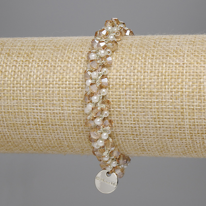 Hair Elastic with White Beads 3mm+ and Faceted Beads 4–5×4mm+