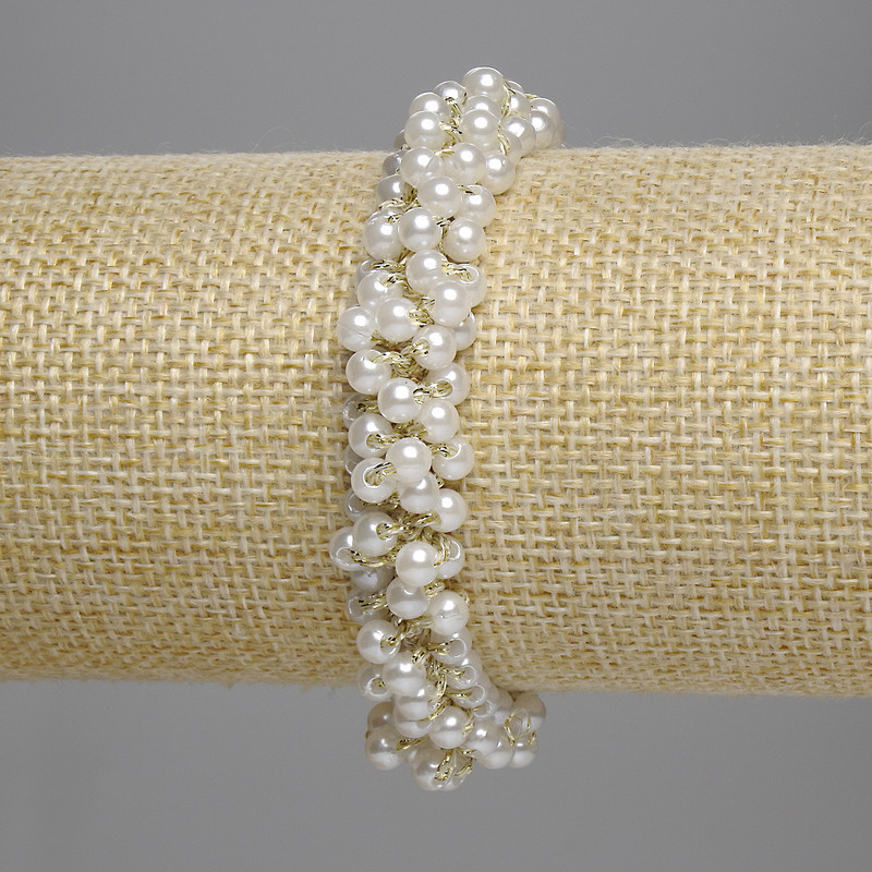 Hair Band with White Beads 4mm+