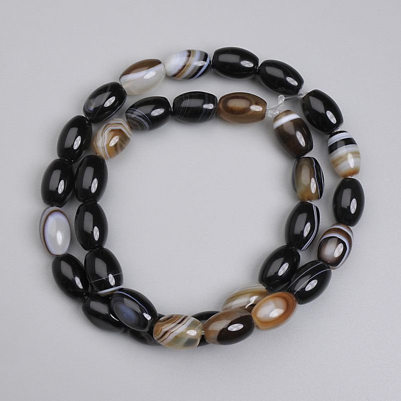 Agate Barillo Beads, 12x8mm diameter, 39cm length on thread