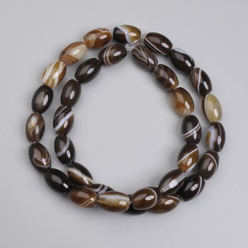 Agate Baril Beads, 12x8mm, +/- on thread, length about 39cm