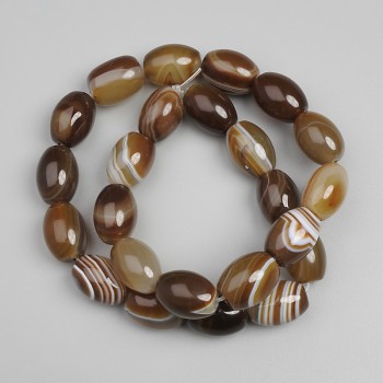 Agate Barillo Beads, 15.5×11 mm, on thread, 38 cm length ±