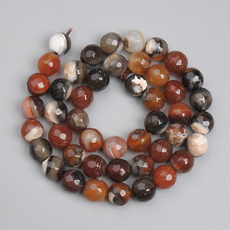 Clearance! Agate Beads, faceted round bead, diameter 8mm±, length 37cm± on thread