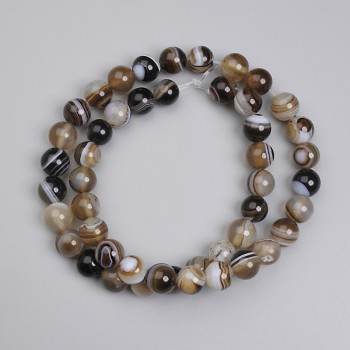 Agate beads, smooth round bead, diameter 8mm +/-, length 38cm +/-, on a thread