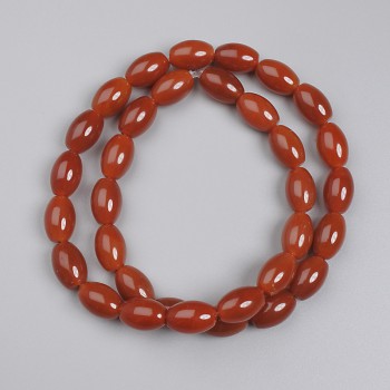 Carnelian Barilo Beads, 12×8mm, on a thread, 39cm+ length