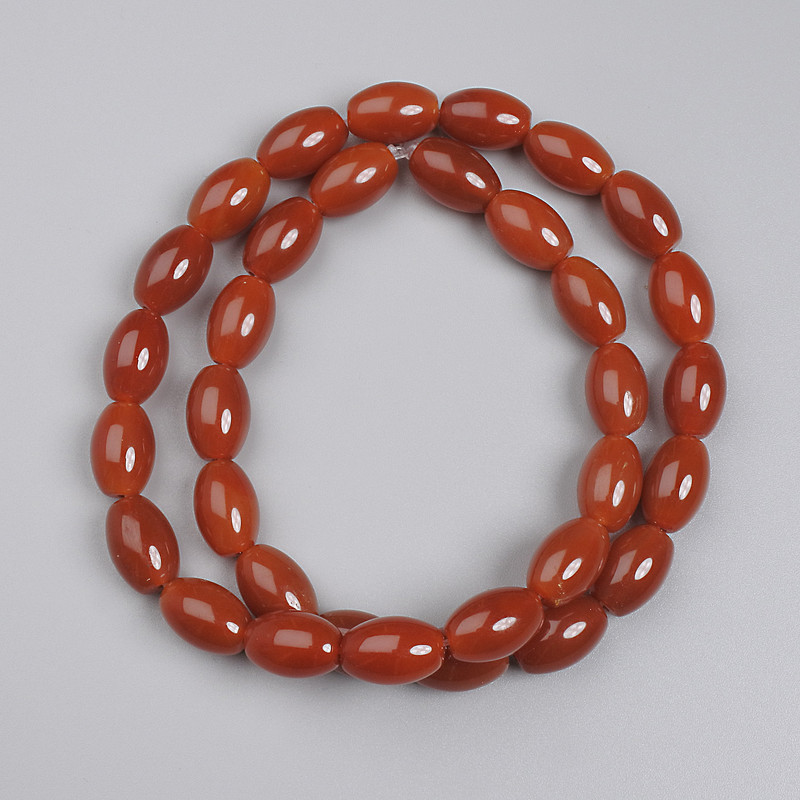 Carnelian Barilo Beads, 12×8mm, on a thread, 39cm+ length