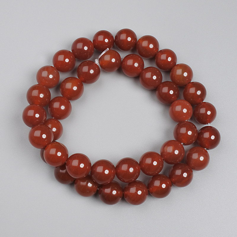 Carnelian Beads Smooth Ball 10mm +/- on Thread, 38cm+ length