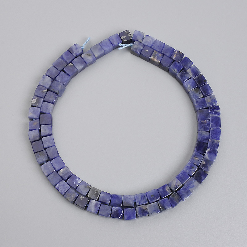 Sodalite Cubes Beads, 4.5x4.5 mm, on a thread, 39 cm +
