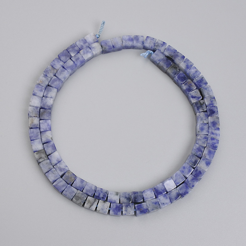 Sodalite Cubic Beads, 4.5×4.5 mm, on a thread, length 39 cm+
