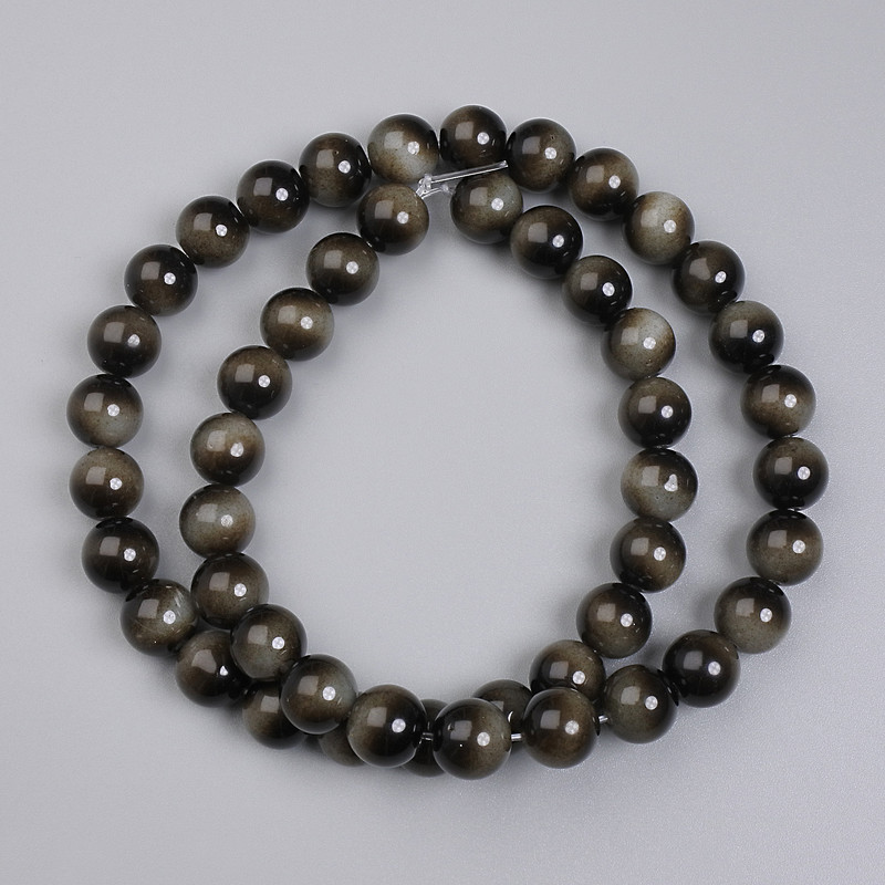 Gray Tiger's Eye Beads (raw) smooth round bead, diameter 8mm± on thread, length 37cm+