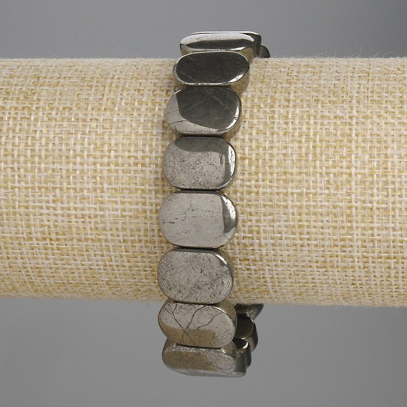 Pyrite Bracelet Smooth Link 15×10mm, length 18cm, stretch