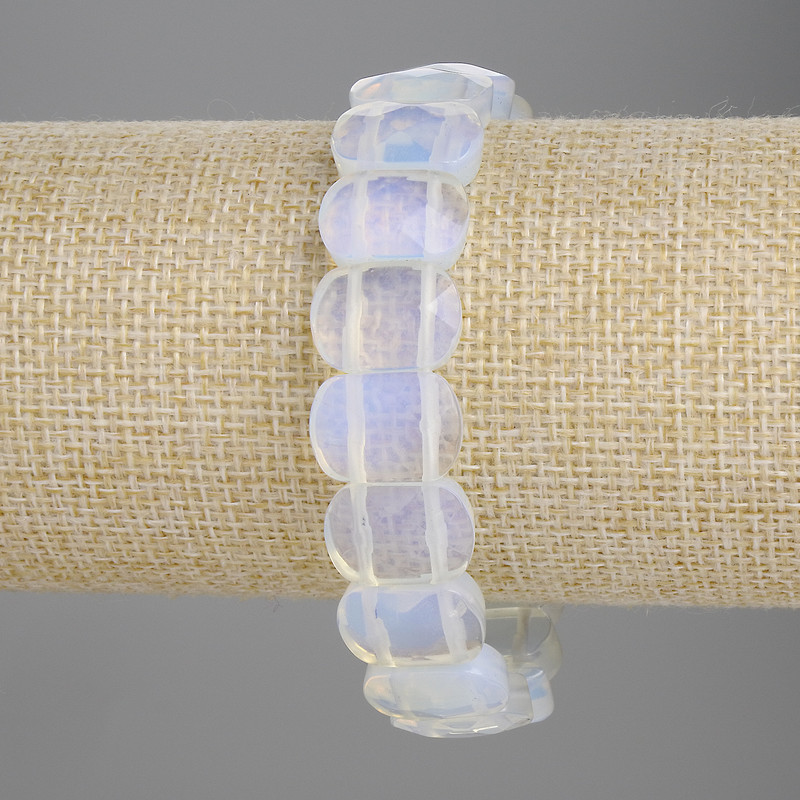 Moonstone Bracelet Faceted Link 15x10mm +-, length 18cm+-, stretch