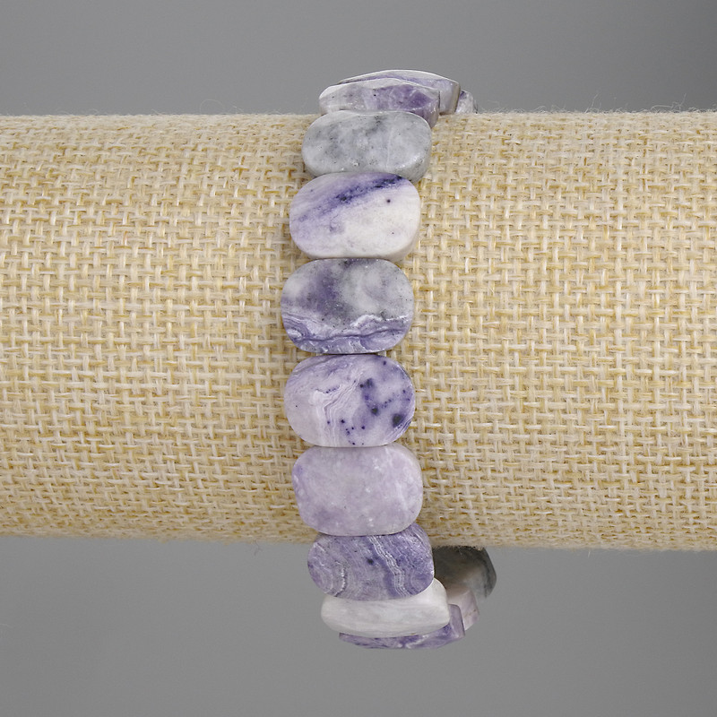Charoite Beaded Bracelet 15x10mm facets, length 18cm, elastic