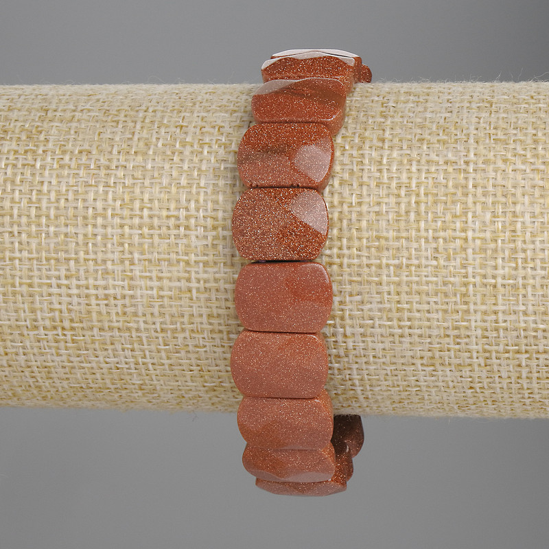 Aventurine Bracelet Golden Sand Faceted Link 14x10mm +-, length 18cm +-, stretch