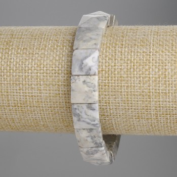 Bracelet Gray Jasper Faceted Link 12x12mm+-, length 18cm+- stretch