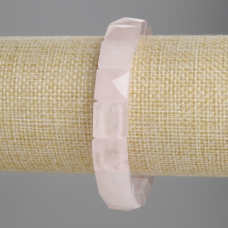 Bracelet Pink Quartz Faceted Chain 12x12mm+-, length 18cm+- stretch