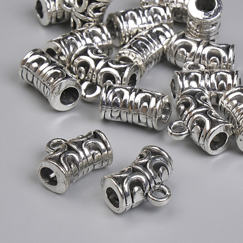 Bail jewelry finding color metal: silver, sizes 12x6mm±, holes diameter 3mm±, packaging 20g (~17 pcs)