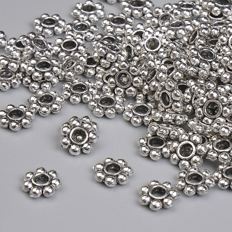 Bead Finding Inlay Bead Color of Metal: Silver, diameter 6x1.5mm ± hole, diameter 1.5mm ± packaging 20g ~115 pcs +