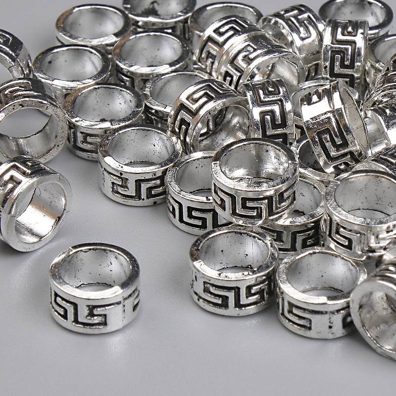 Bead finding inlay bead color metal silver, diameter 7×4mm± hole, diameter 6mm± packaged 20g ~44 pcs.