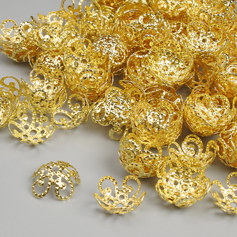 Cap for Bead Cap - Light Gold Color, 10x1 mm ± hole 1.5 mm ± packaging 20 g ~200 pcs +
