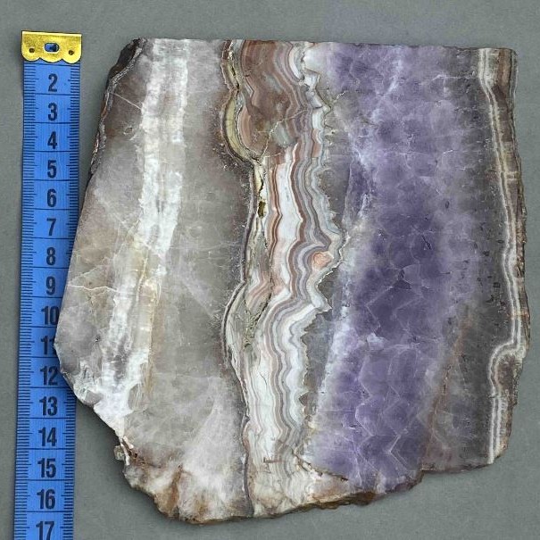 Souvenir plate made of natural stones Amethyst with Jasper 16x15.5x1 cm ± (weight 556 g)