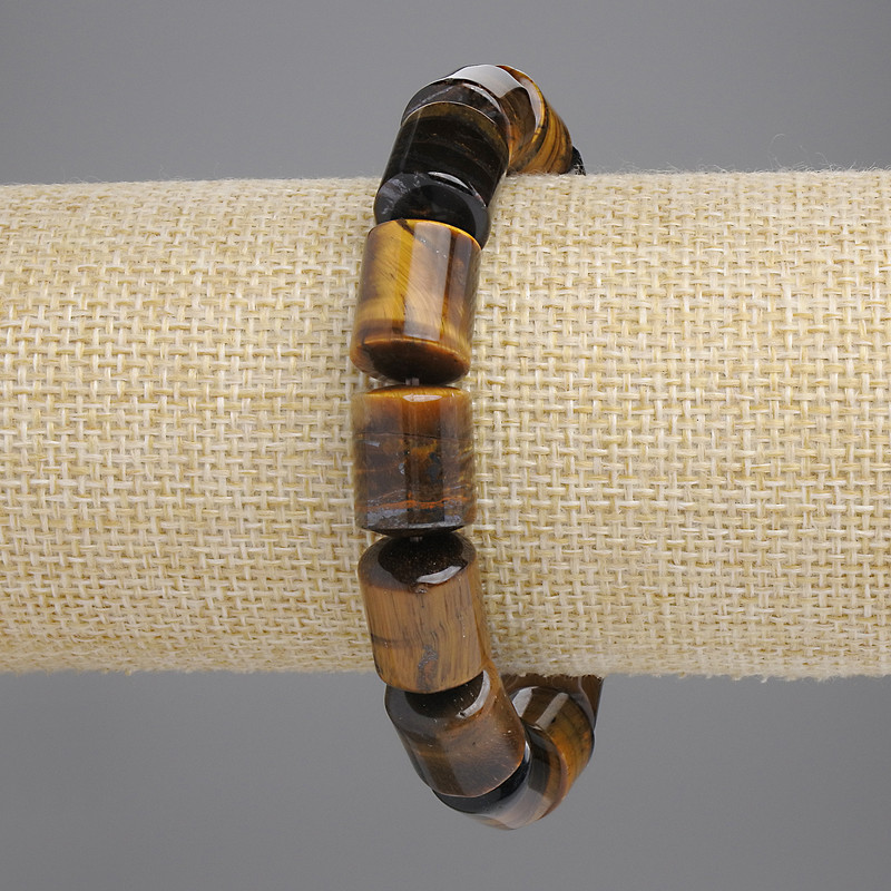 Tiger's Eye Cylinder Bracelet, diameter 14x11, 5mm±, length 18cm± stretch