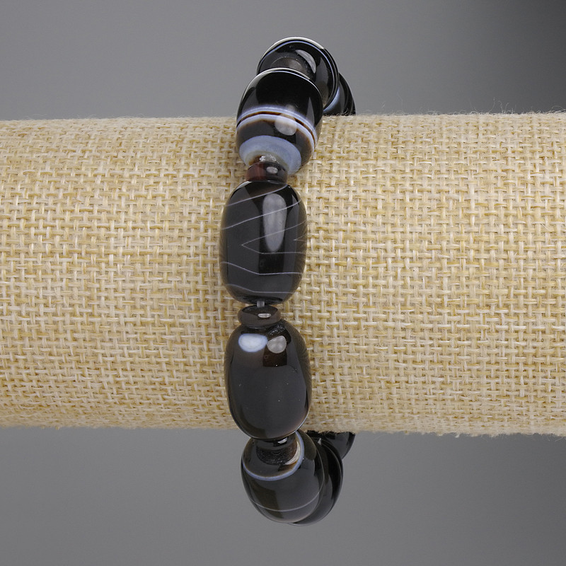 Agate Barrel Bracelet, diameter 18×13mm± barrels, 6×3mm± rondelles, length 18cm ±, stretch