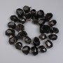Smoky Quartz Beads, Faceted, 15-20×12-15 mm, +/- 4 mm seed beads on thread, length 40 cm