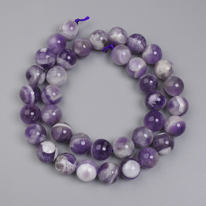 Amethyst Chevron Beads Smooth Round 10.5 mm on Thread, Length 39 in+