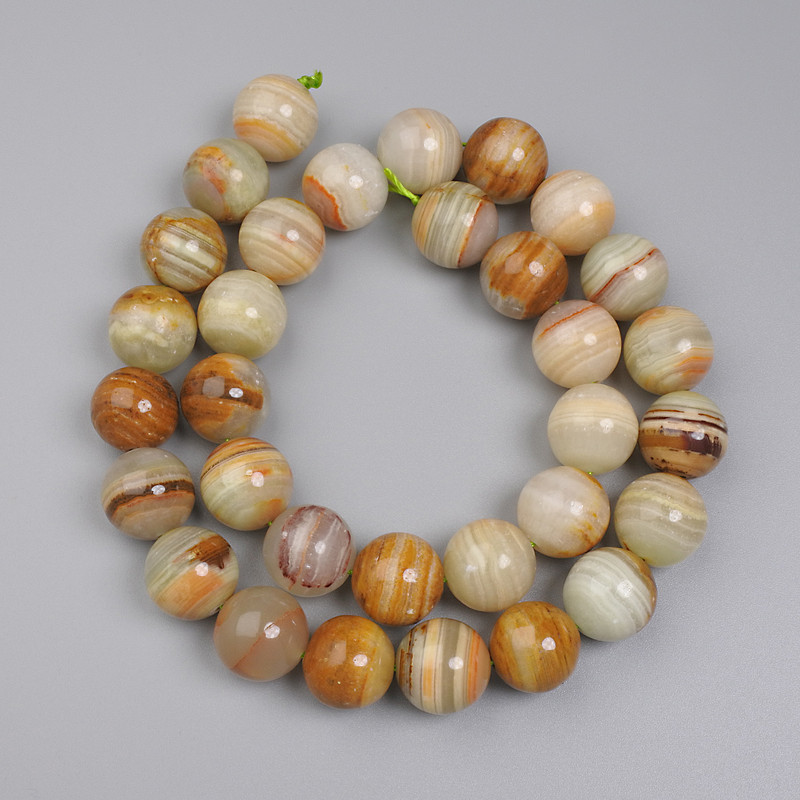 Onyx Beads Smooth Round 12mm ± on String, Length 39in+