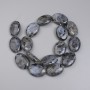 Labradorite Oval Beads, 25×18mm±, on a fishing line, 39cm+ length