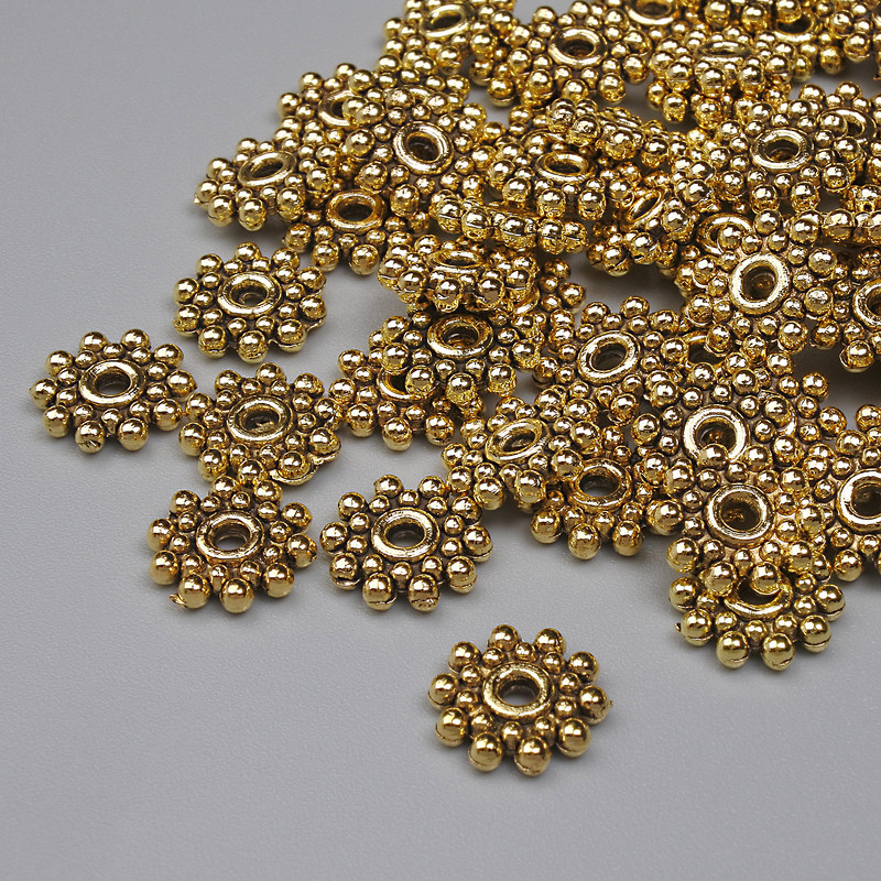 Bead Inlay Findings in Gold Tone, 8×1.5 mm diameter, hole 1.5 mm, packaging 20 g ~54 pcs