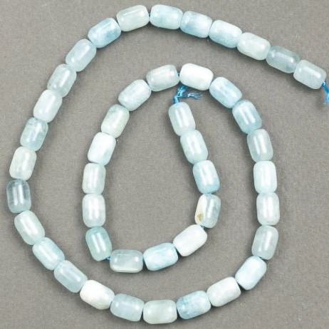 Aquamarine natural stone beads "barrel", diameter 6x9mm, length 39cm+