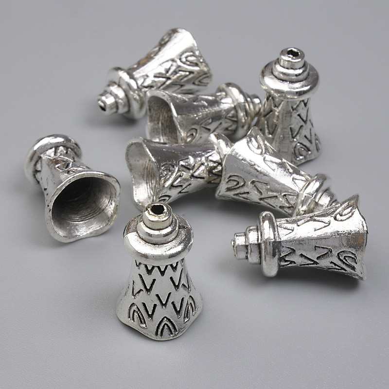 End Cap for Bead, Metal Color Silver, Diameter 17x11mm ±, Hole Diameter ~1mm ±, Packaging 20g (~8 pcs)