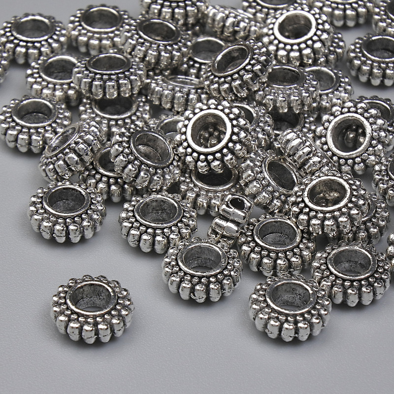 Bead finding insert color: silver metal, diameter 7x3 mm ± hole, diameter 2.8 mm ± packaging 20 g (~41 pcs)