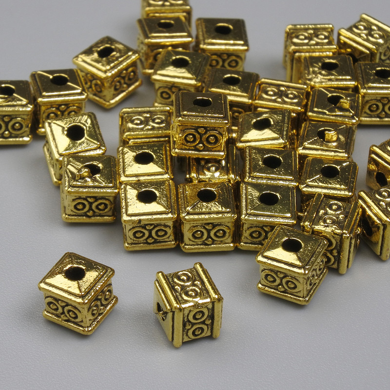 Gold Bead Inlay (Bead Insert) - 5x5 mm, hole 1.5 mm, packaging 20 g (~36 pcs)