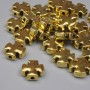 Bead finding – cruciform inlay, metal color gold, 9x9 mm +/- hole diameter ~1.3 mm, packaging 20 g (~24 pcs)