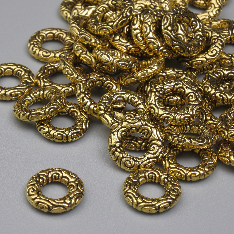 Gold Bead Inlay Finding, 8.5×2 mm, hole 3.5 mm, packaging 20 g (~50 pcs)