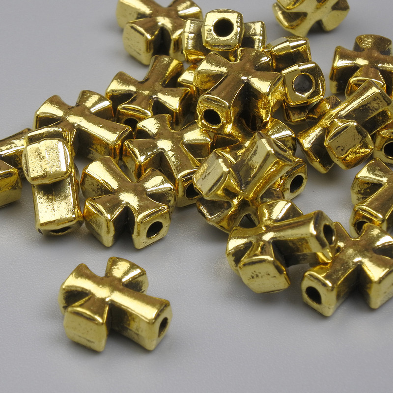 Bead Bail Cross Insert Gold Color, 9×8 mm ± hole 1.7 mm ± packaging 20 g (~21 pcs)