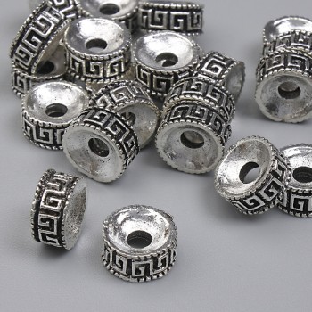 Bead End Cap Bead Inlay, metal color Silver, diameter 8×4 mm± hole, diameter 2.3 mm± packaging 20 g (~22 pcs)