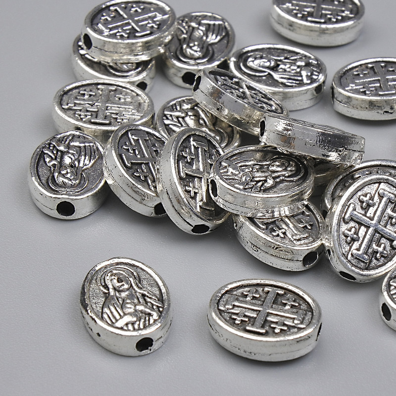 Bead Finding Inlay Bead, metal color Silver, diameter 10x8 mm± hole diameter 1.5 mm±, packaging 20 g (~23 pcs)