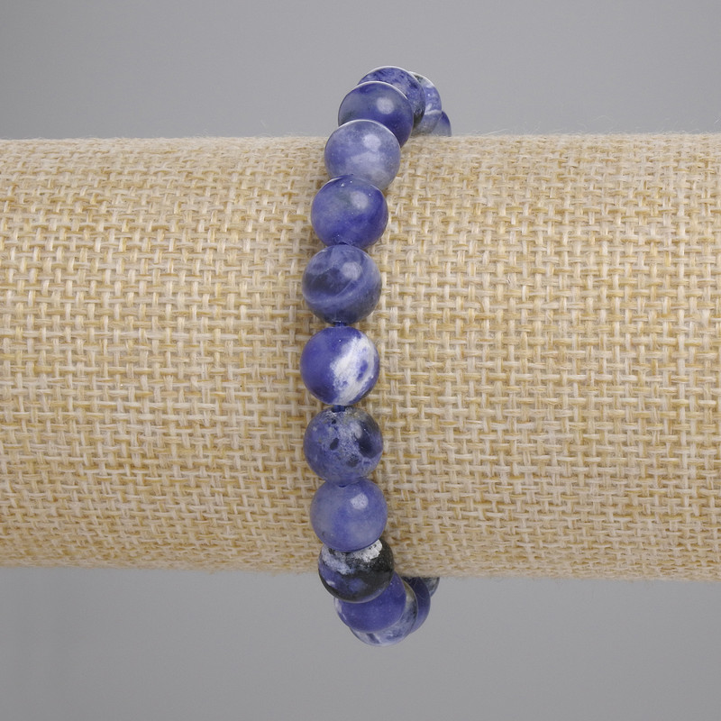 Sodalite Bracelet, smooth beads, 8mm diameter, 18cm length, stretchy