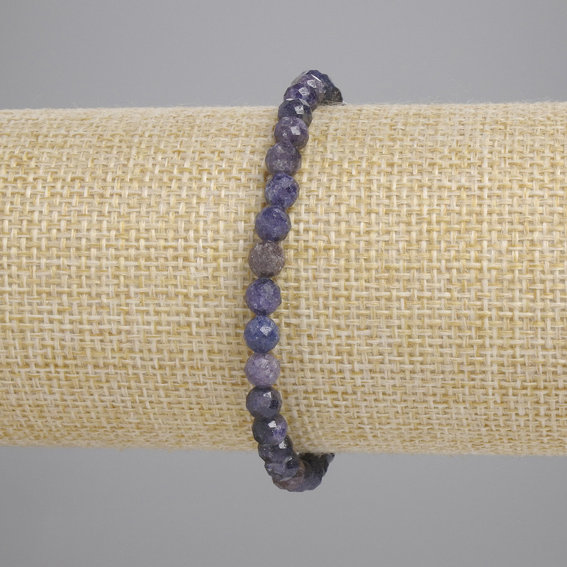 Sapphire Bead Bracelet 5mm Faceted Ball +-, Stretch Length 18cm+-