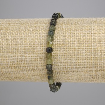 Bracelet Green Tourmaline Faceted Cube 4x4mm ±, length 18cm ± Stretch