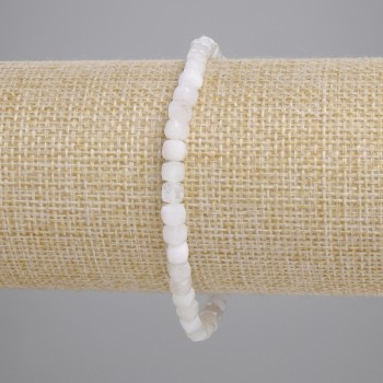 Adularia Bead-Quartz Faceted Cube 4x4mm+, length 18cm+, stretch bracelet
